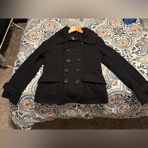 Guess Black Double-Breasted Pea Coat